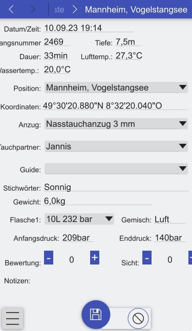 Abbildung: Tauchgang bearbeiten