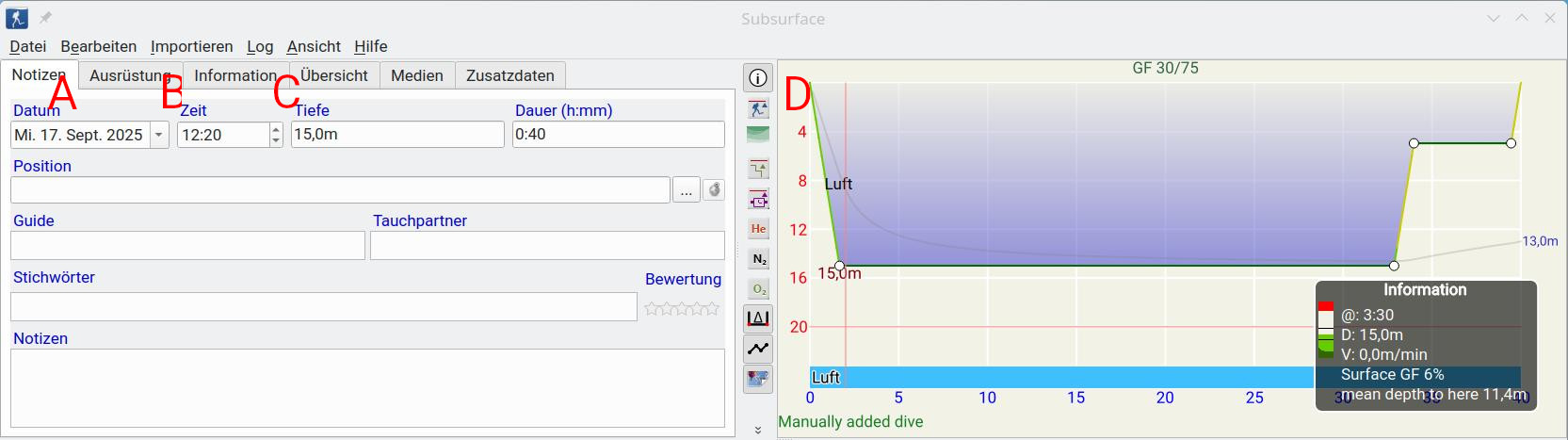 Abbildung: Tauchgang hinzufügen