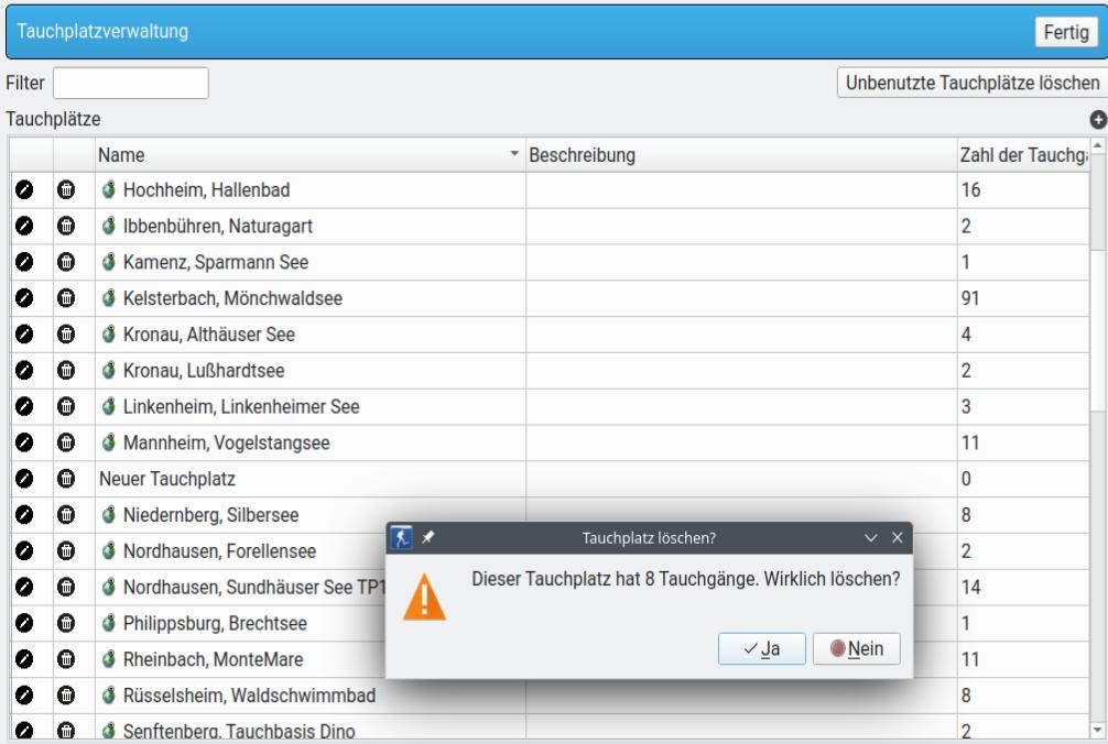 FIGURE: Delete a dive site