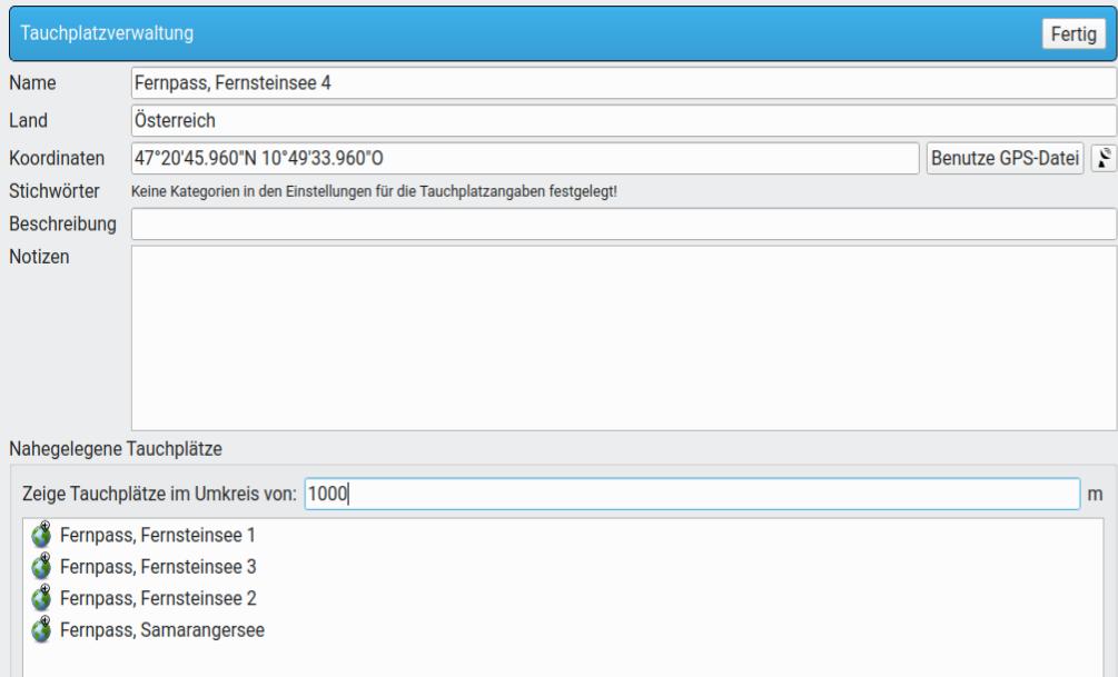 FIGURE: Dive site edit