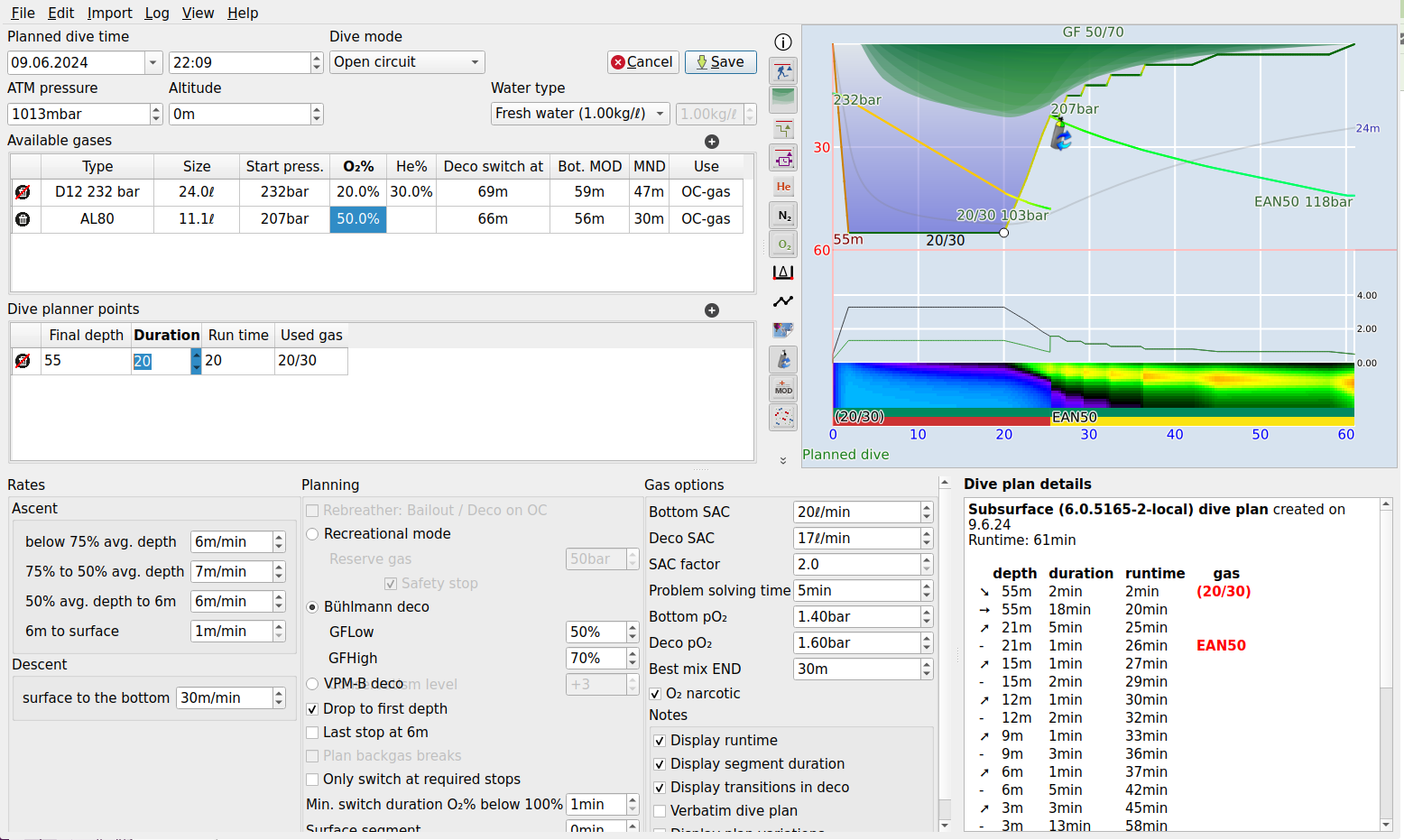 FIGURE: Planning a dive: setup