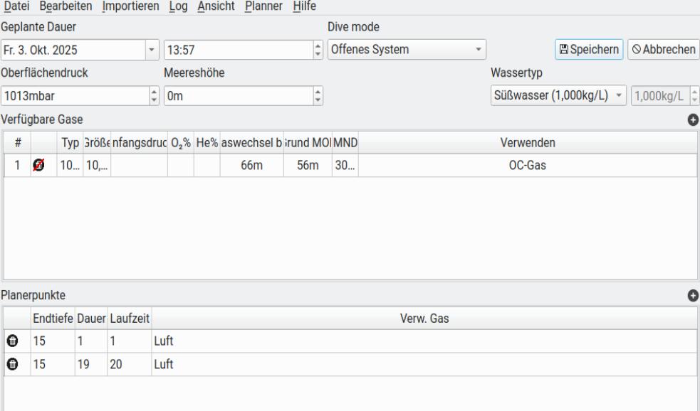 FIGURE: Dive planner: Issue display
