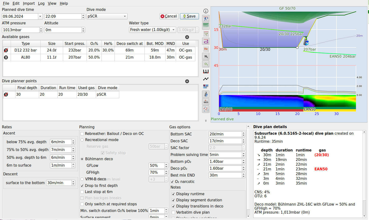 FIGURE: Planning a pSCR dive: setup