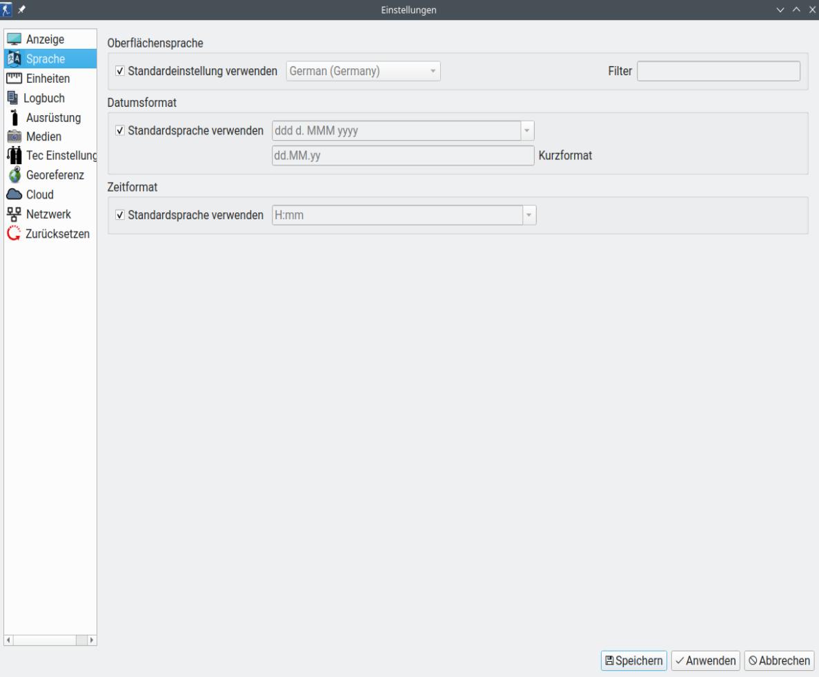 FIGURE: Preferences: Language